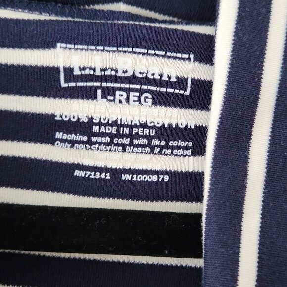 LL BEAN | Navy and White Stripe Cowl Neck Top Nautical Sz LARGE - Picture 3 of 3